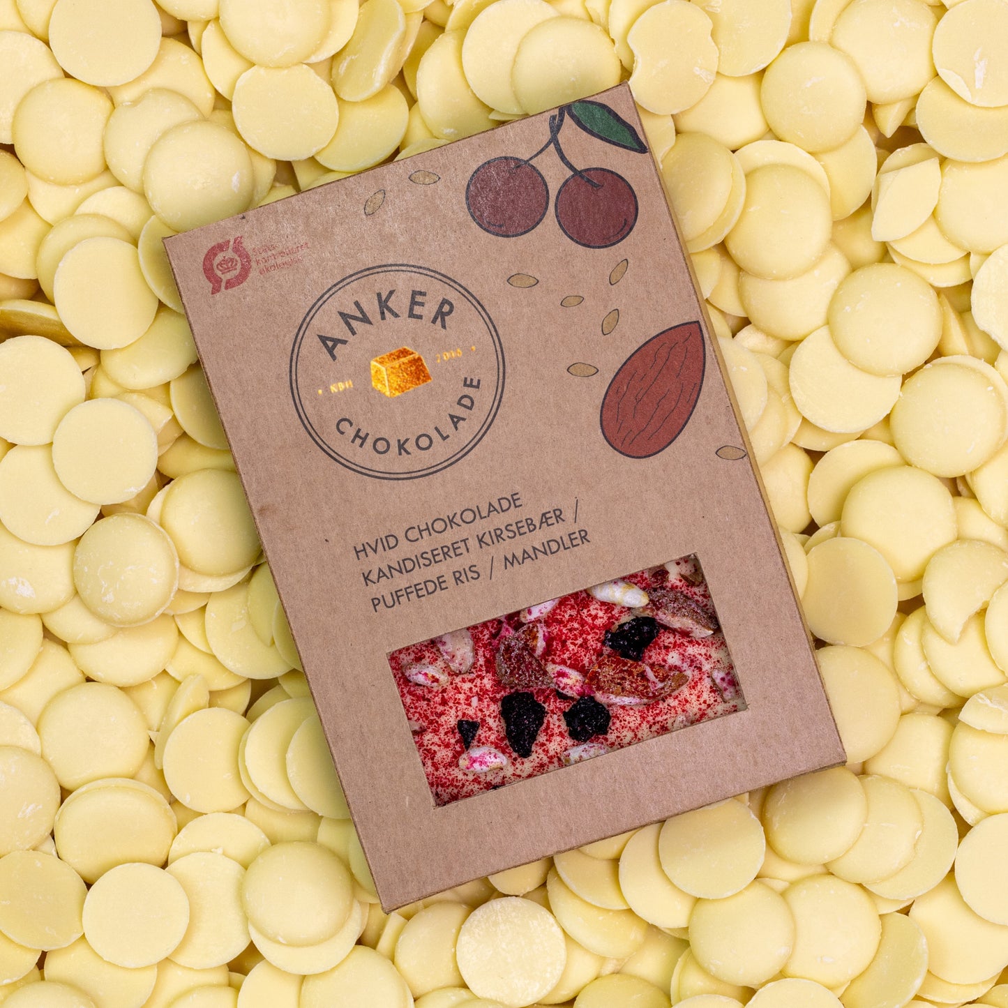Anker Chokolade - Plade Hvid Chokolade m/Kirsebær