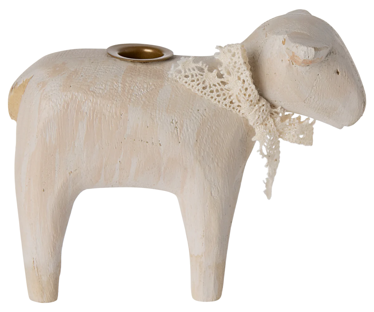 Maileg - Lysestage Lam Råhvid