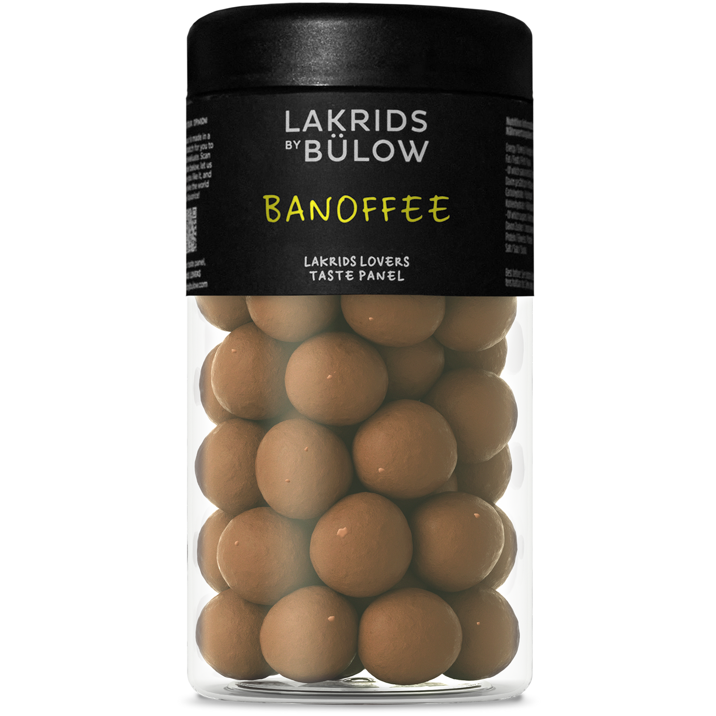 Lakrids by Bülow BANOFFEE 270 g med sød lakrids overtrukket med banan, dulcechokolade og sprøde karamelstykker inspireret af Banoffee Pie