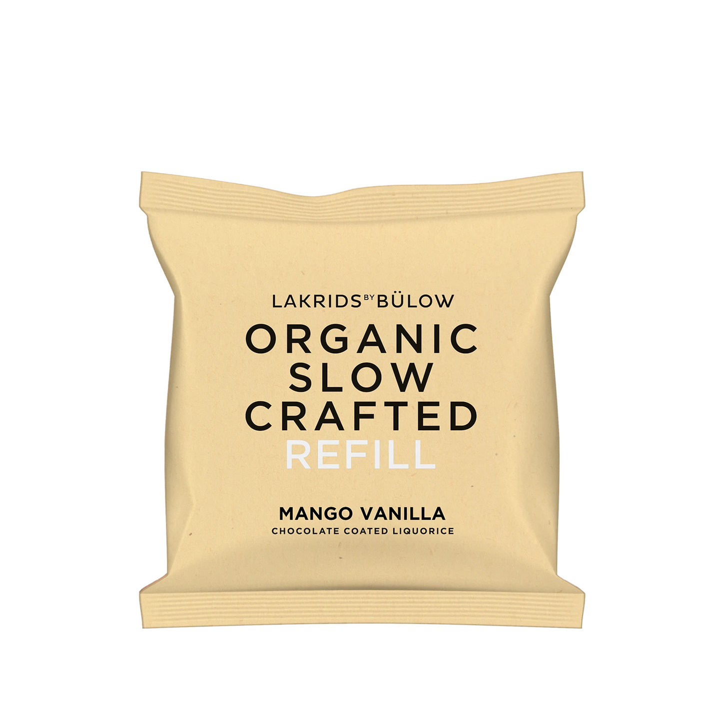 Lakrids by Bülow MANGO VANILLA REFILL 265 g med økologisk Slow Crafted lakrids, mango, Bourbon-vanilje og hvid chokolade