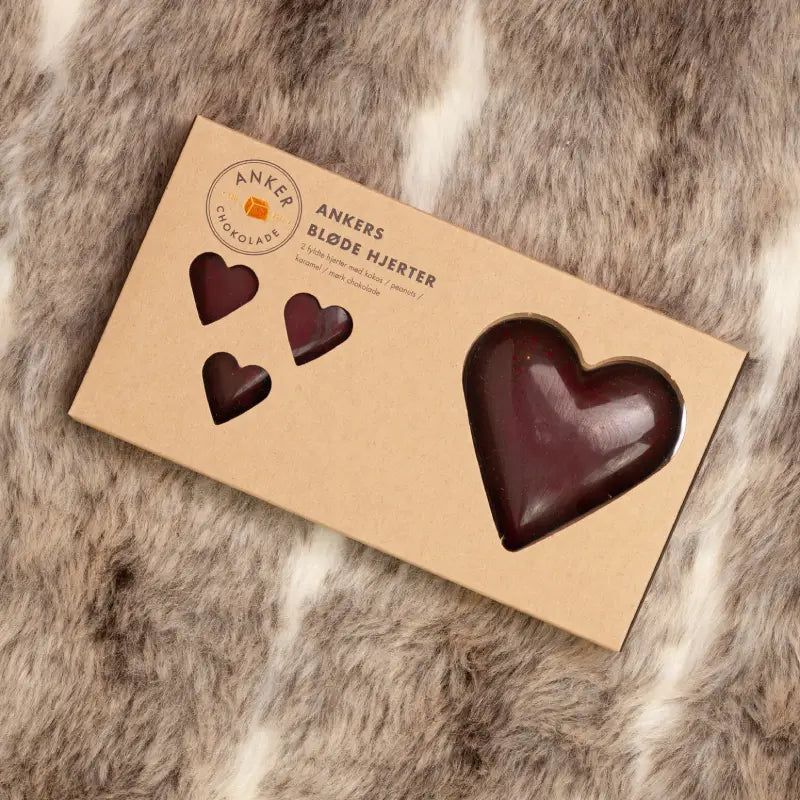 Ankers Bløde Hjerter ØKO – 120 g gaveæske med håndlavede chokolader fra Anker Chokolade