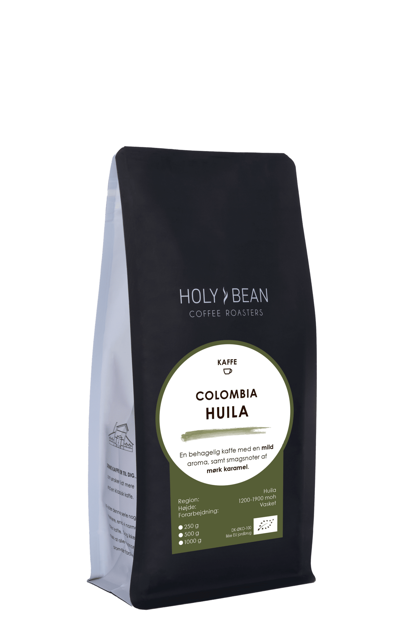 Holy Bean Colombia Huila ØKO filterkaffe fra Colombia med noter af mørk karamel i 250 g pose
