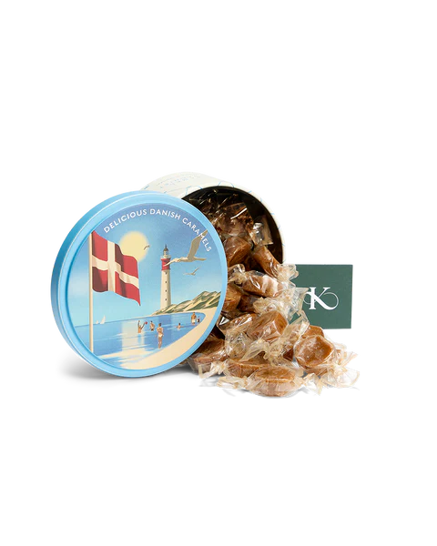 Karamel Kompagniet Summertime dåse med flødekarameller med sydesalt 99 g