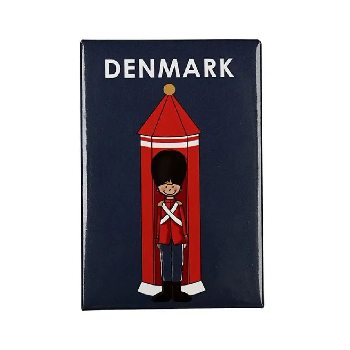 DGA magnet med gardermotiv i tin, turistmagnet i polybag med sticker på bagsiden, mål H8 x B5,5 x D0,4 cm