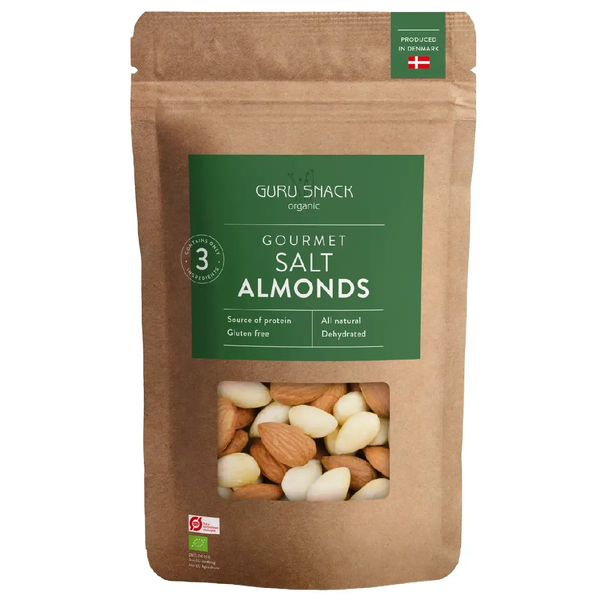 Guru Snack Gourmet Salt Almonds økologiske mandler med havsalt 100 g