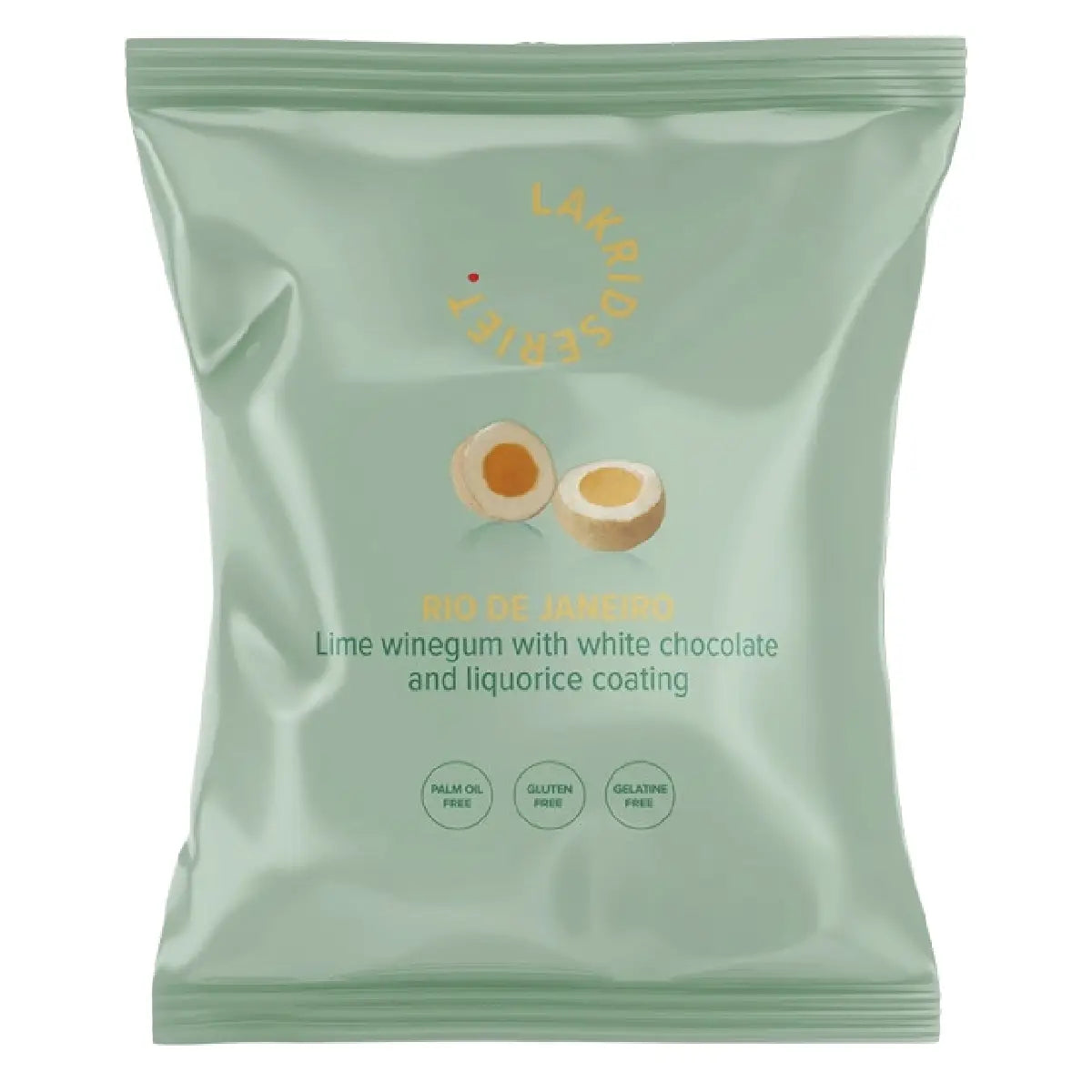 Lakridseriet Rio limevingummi med hvid chokolade i stor flowpose, 95 g