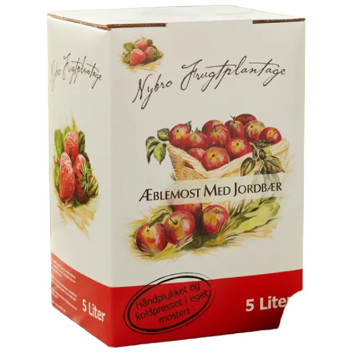 Nybro Frugt æblemost med jordbær 5 l bag-in-box