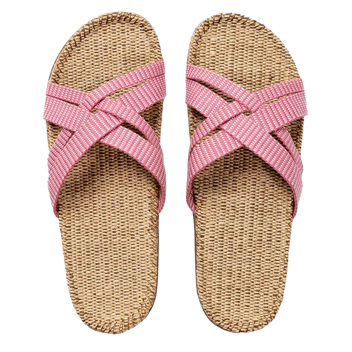 Shangies by Stilov Women#1 Pale Pink lyserøde sandaler med krydsremme og jutesål