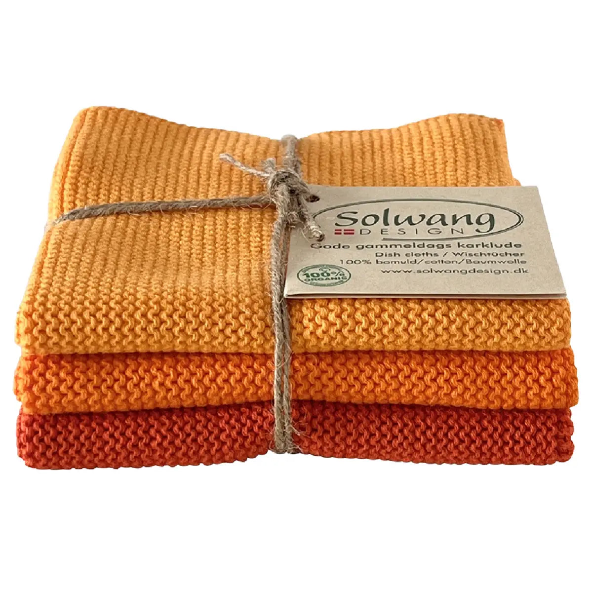 Solwang Design Orange Combi strikkede karklude i orange nuancer, 3 stk.