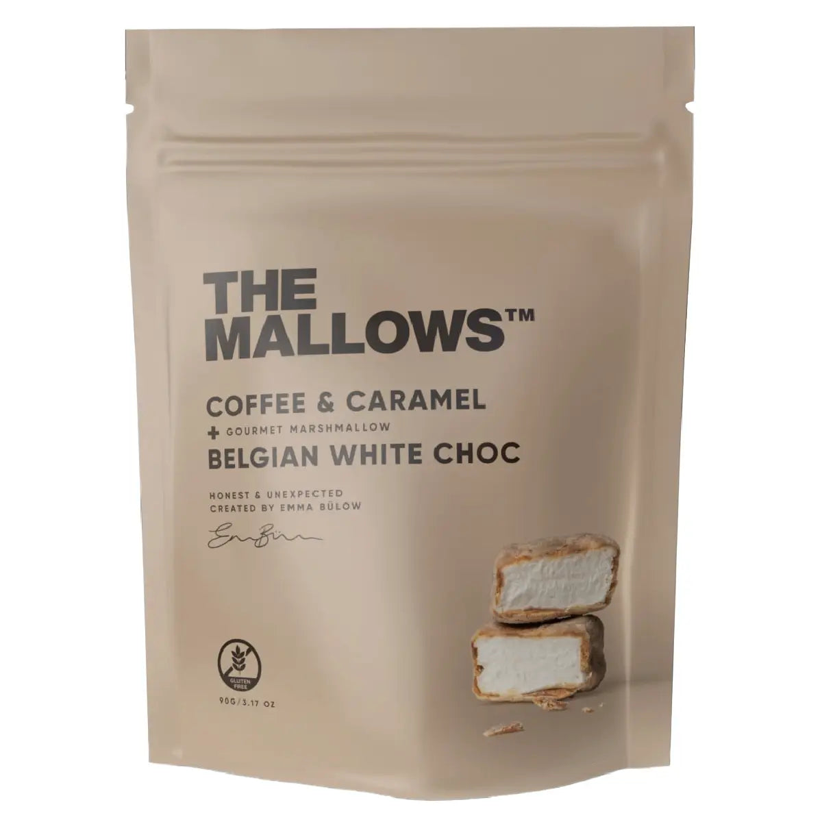 The Mallows Coffee & Caramel skumfiduser med hvid chokolade, kaffe og karamel, 90 g