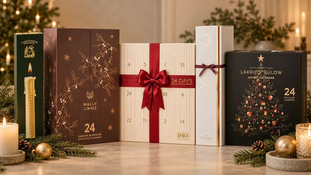 Julekalendere til voksne med chokolade, lakrids og te fra udvalget hos SMAGdansk.