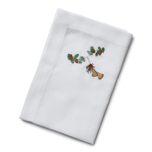 Langkilde & Søn Juleserviet med broderede juleklokker, 50 x 50 cm
