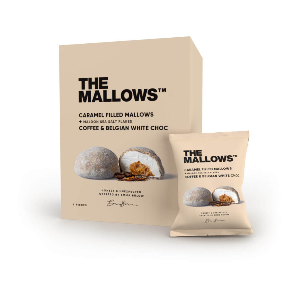 The Mallows - Caramel Filled Mallows Coffee Belgian White Choc Box 5 STK