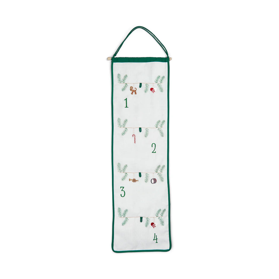 Langkilde & Søn Adventskalender Pakkekalender med broderede julemotiver, 30 x 100 cm