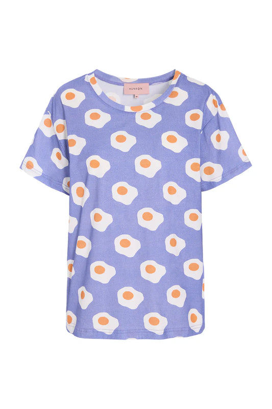 Hunkøn Eggs T-shirt i Eat Me Art Print med korte ærmer og rund hals