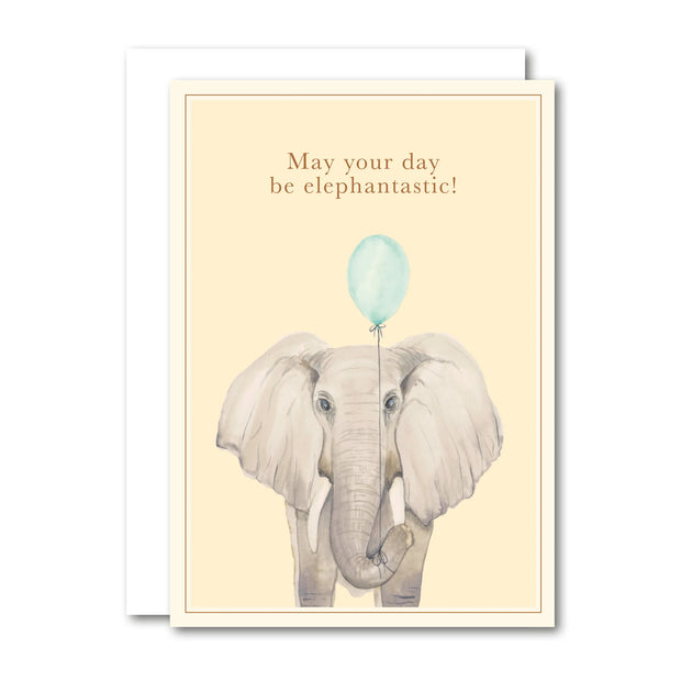 All By Voss lille foldet kort Elephant i A7 med kuvert – originalt akvarelmotiv af Annemette Voss Fridthjof med elefant, trykt på postkortkarton, 74 x 105 mm sammenfoldet
