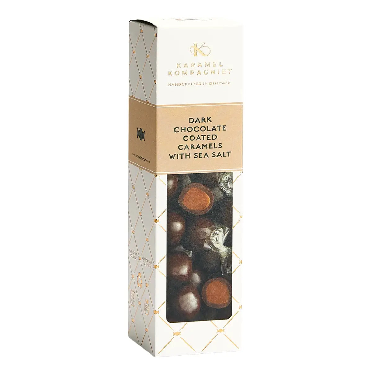 Karamel Kompagniet Dark Chocolate Coated Caramels With Sea Salt i 109 g æske