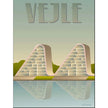 ViSSEVASSE Vejle plakat med stiliseret arkitektur og spejling i vandet