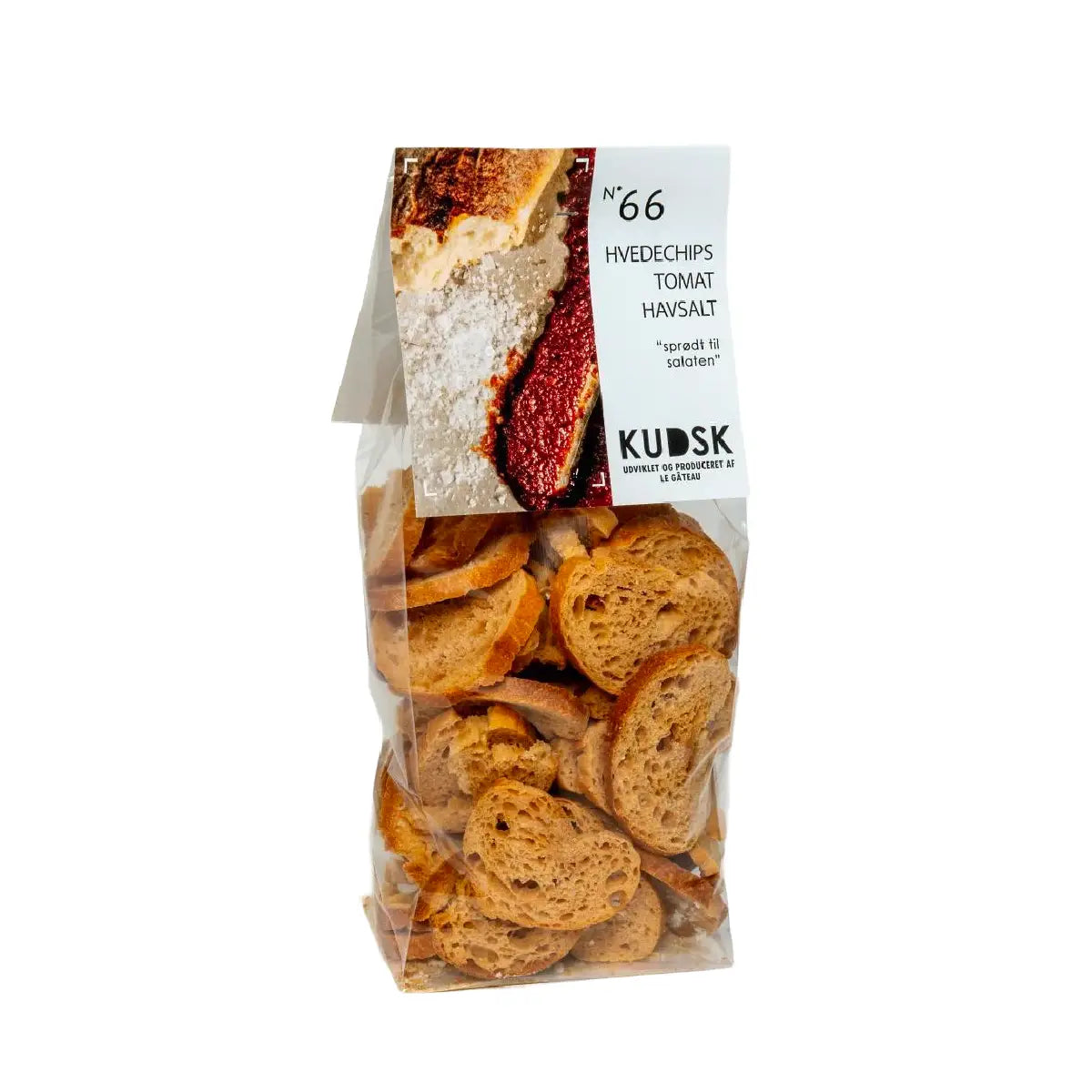 KUDSK Nr.66 Hvedechips Tomat Havsalt med hvede, tomat og havsalt, 150 g