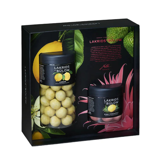Lakrids by Bülow Black Box Summer Small gaveæske med Lemon og Pink Pineapple, 385 g