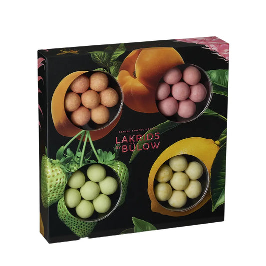 Lakrids by Bülow Summer Selection Box med frugtige lakridser og hvid chokolade, 175 g
