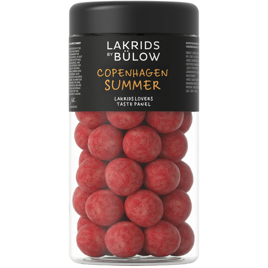 Lakrids by Bülow COPENHAGEN SUMMER 270 g med rød lakrids, dulcechokolade, appelsin, hindbær og frugtig sommersmag