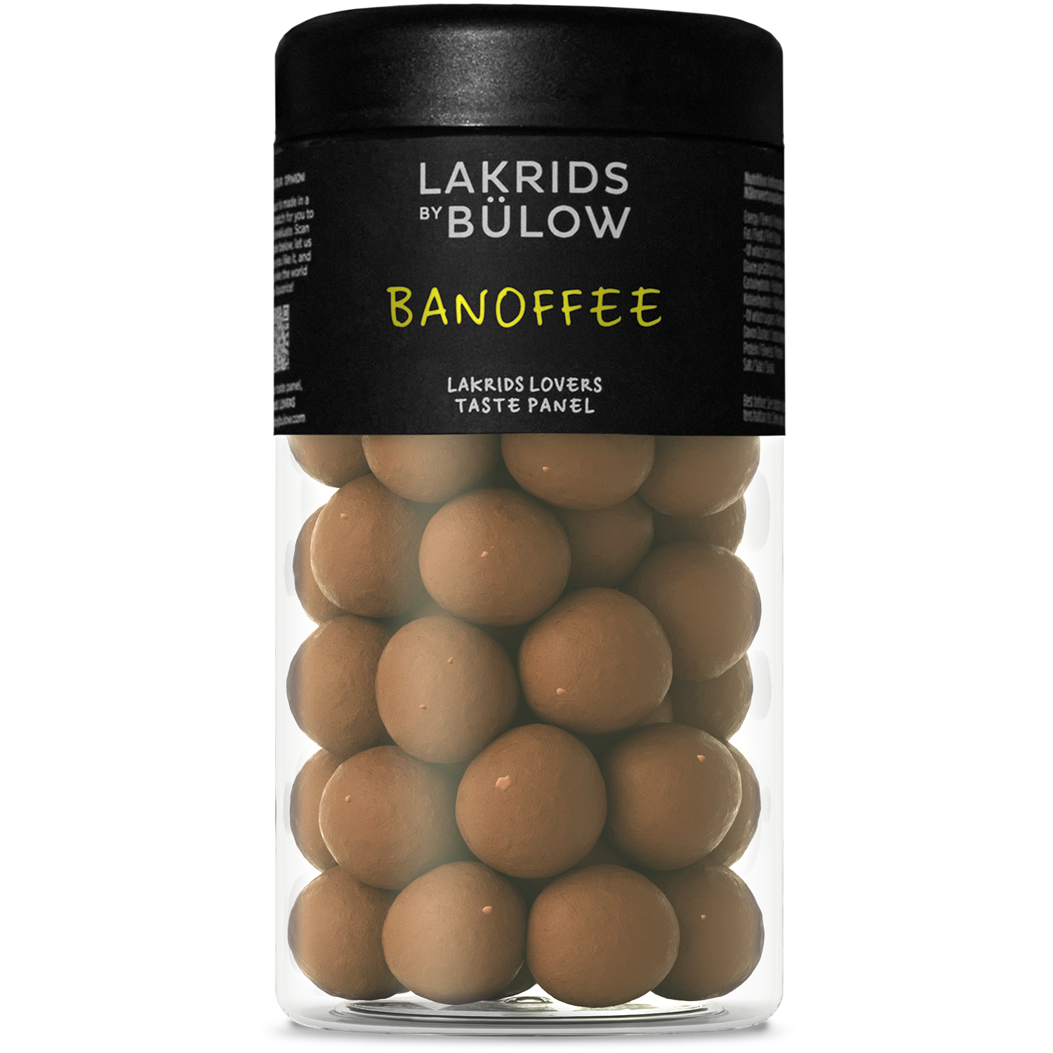 Lakrids by Bülow BANOFFEE 270 g med sød lakrids overtrukket med banan, dulcechokolade og sprøde karamelstykker inspireret af Banoffee Pie