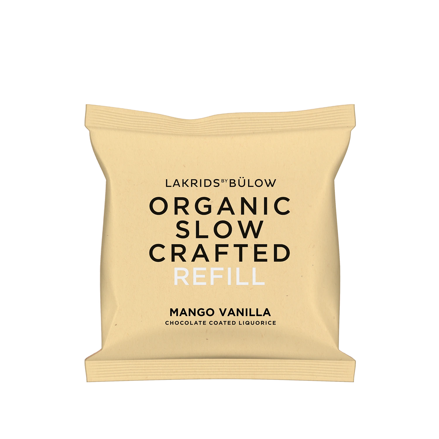 Lakrids by Bülow MANGO VANILLA REFILL 265 g med økologisk Slow Crafted lakrids, mango, Bourbon-vanilje og hvid chokolade