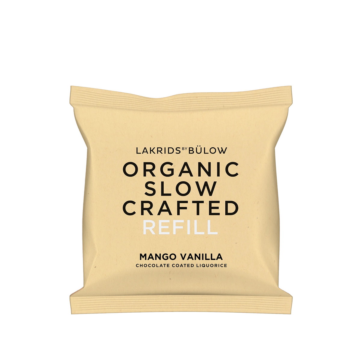 Lakrids by Bülow MANGO VANILLA REFILL 265 g med økologisk Slow Crafted lakrids, mango, Bourbon-vanilje og hvid chokolade