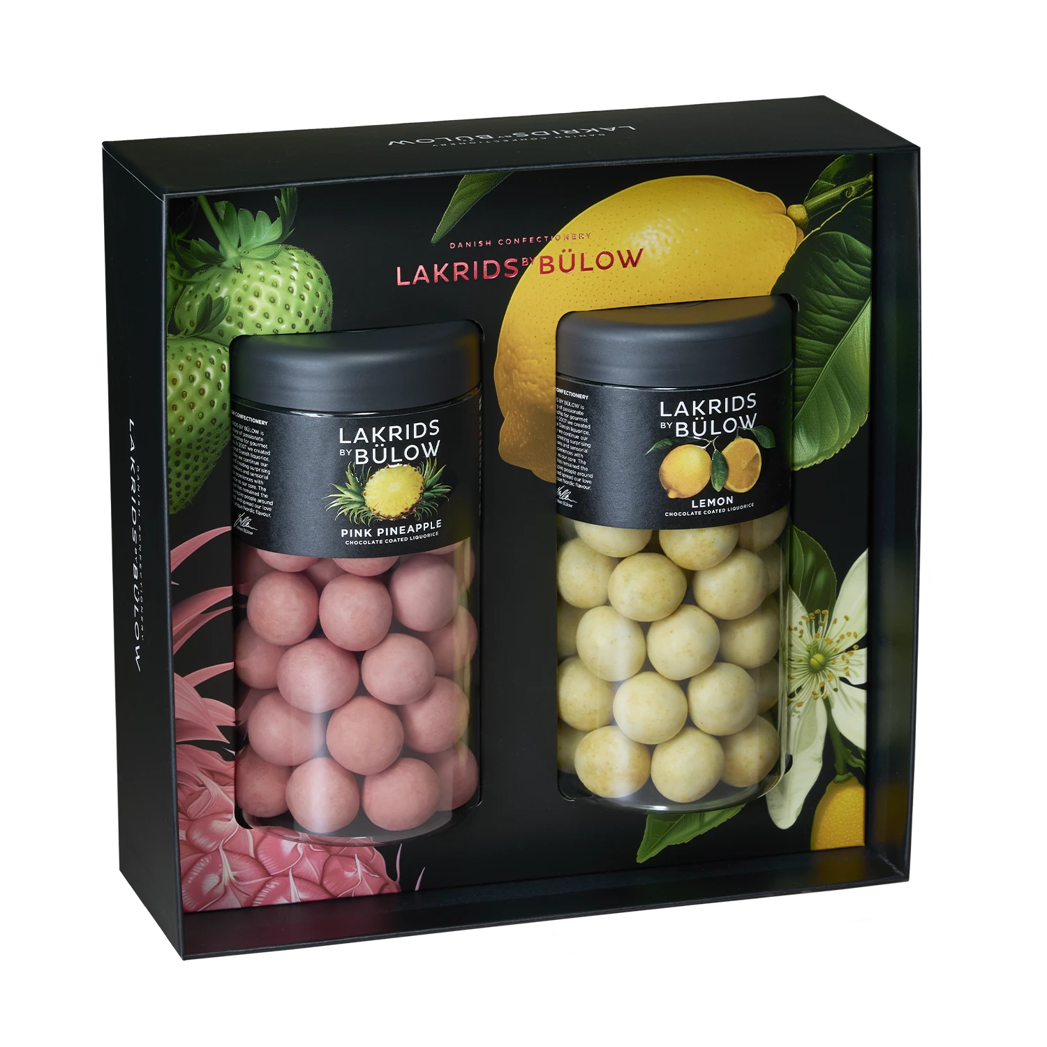 Lakrids by Bülow BLACK BOX SUMMER gaveæske med LEMON og PINK PINEAPPLE 540 g