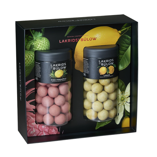 Lakrids by Bülow BLACK BOX SUMMER gaveæske med LEMON og PINK PINEAPPLE 540 g