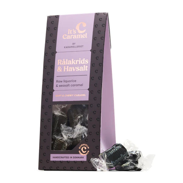 Karamelleriet Rålakrids-havsaltkarameller med rålakrids og havsalt i 90 g pose
