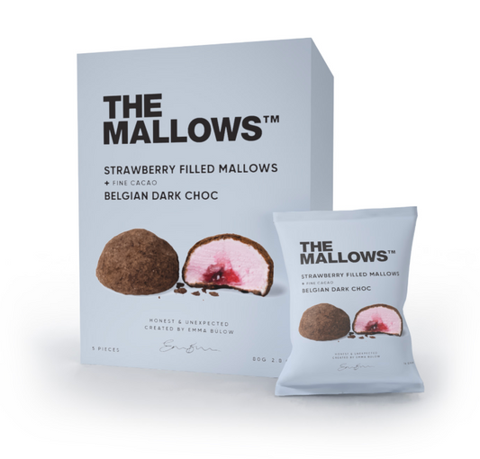 The Mallows - Fyldte Jordbær Skumfiduser Med Mørk Chokolade