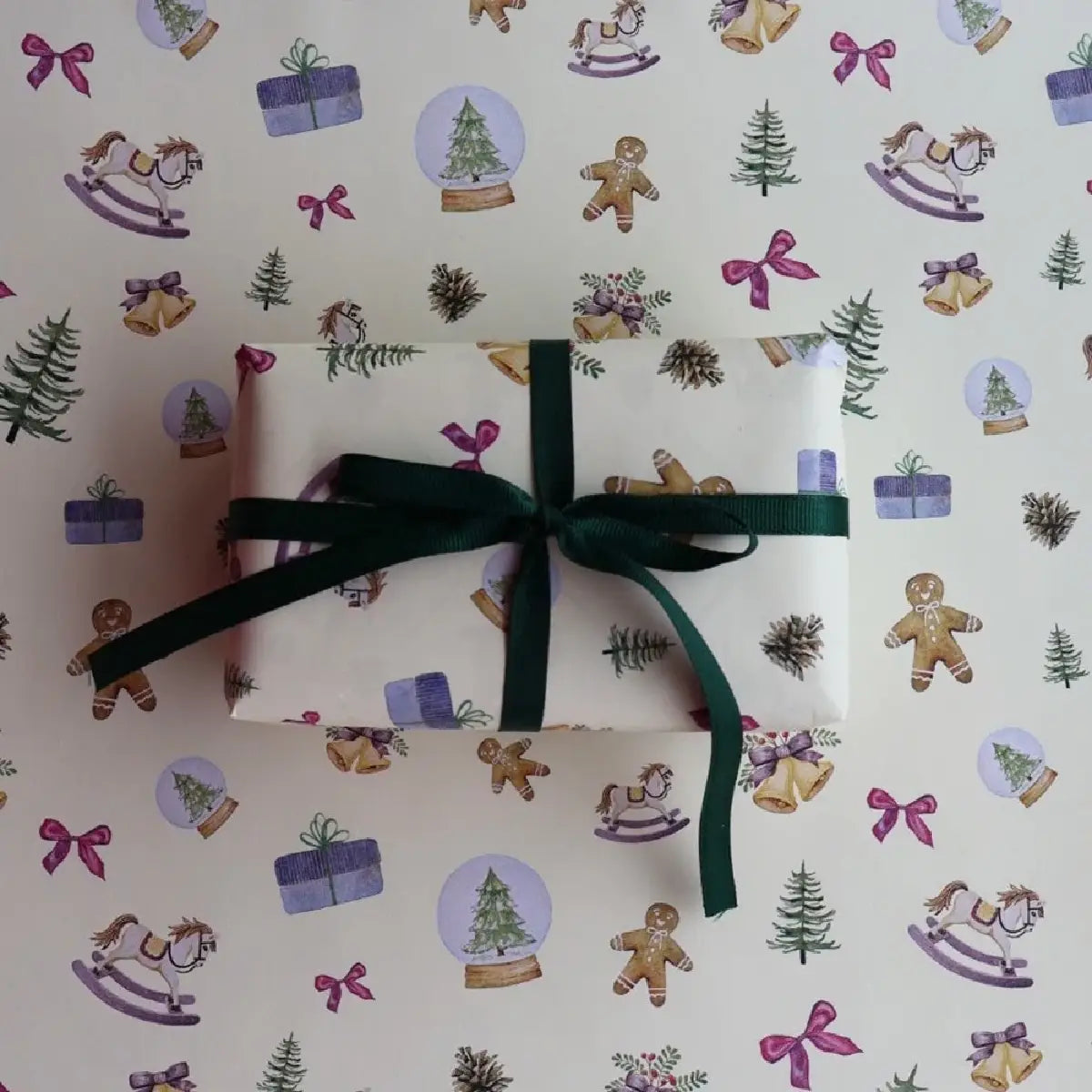 All by Voss Gavepapir Cookie med dekorativt julemotiv, 5 m