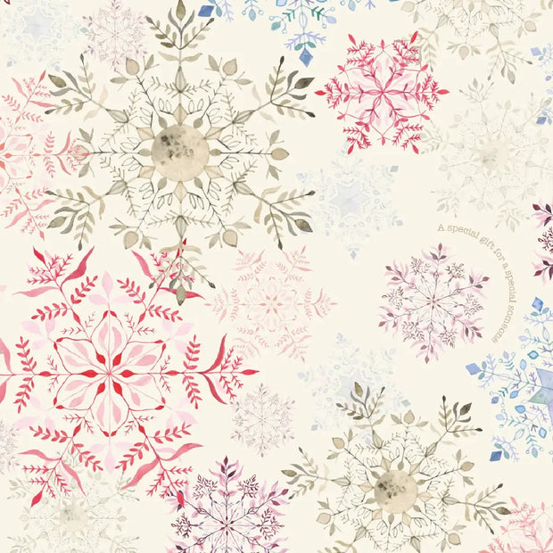 All by Voss Gavepapir Snowflake med akvarelmotiver og mat overflade, 5 m × 57 cm