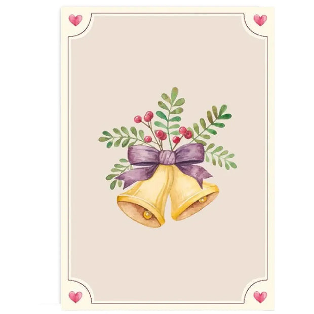 All by Voss Seasons Bells lille foldet julekort med motiv af klassiske juleklokker