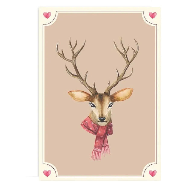 All by Voss Seasons Deer lille foldet julekort med dekorativt hjortemotiv