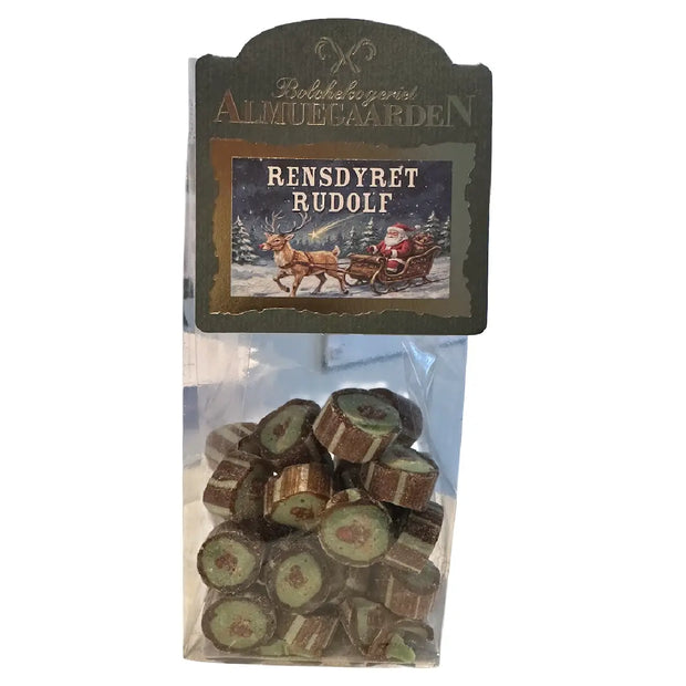 Almuegaarden Rensdyret Rudolf 110 g bolcher med smag af karamel og mint
