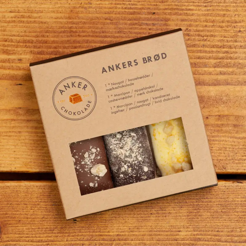 Ankers Brød 3 stk økologiske marcipan/nougat-brød fra Anker Chokolade 135 g