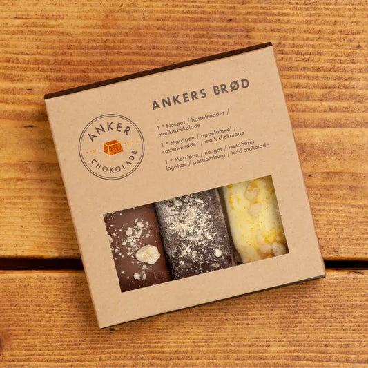 Ankers Brød 3 stk økologiske marcipan/nougat-brød fra Anker Chokolade 135 g