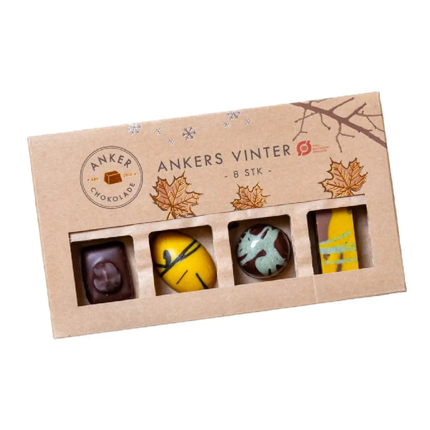 Anker Chokolade Ankers Vinter 95 g med økologiske fyldte chokolader i fire varianter