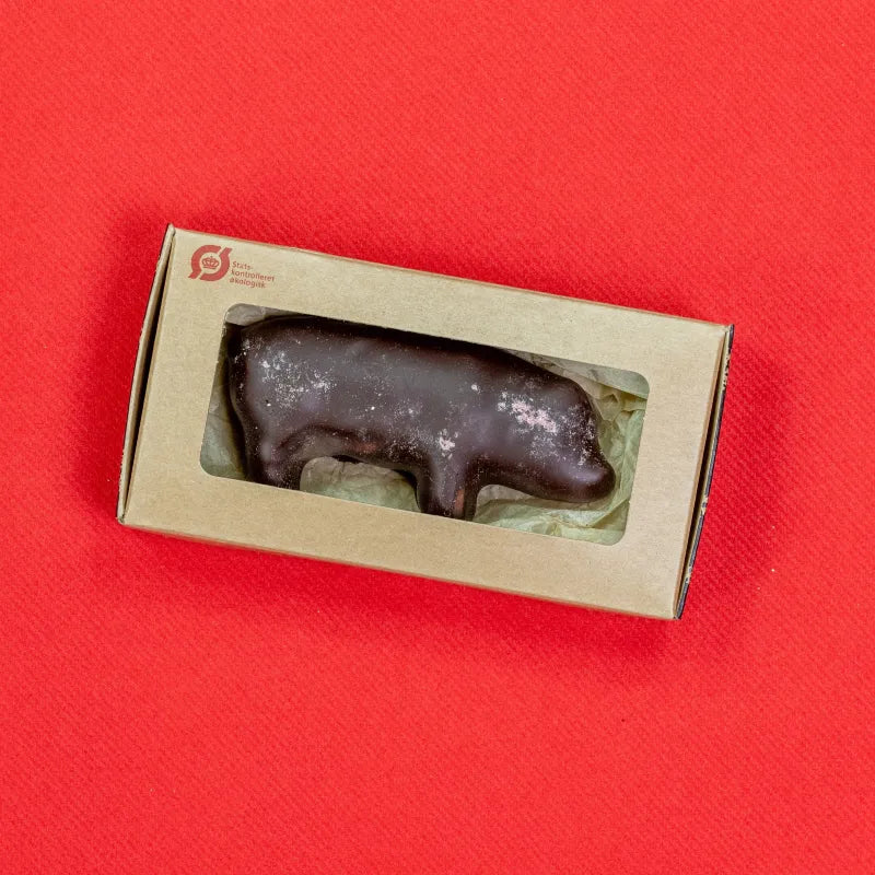 Julegris mørk med 70 % mørk Ecuador-chokolade og hindbærdrys – Anker Chokolade 75 g