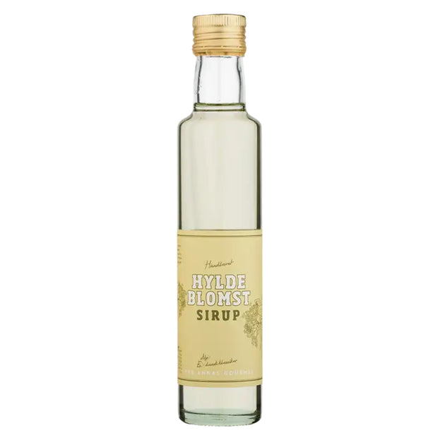 Annas Gourmet hyldeblomstsirup 250 ml – håndlavet sirup med hyldeblomstekstrakt og frisk citronsyre, klassisk sommerlig blomstersirup til dessertkøkkenet, lækker over frugt, vaniljeis, vafler og pandekager samt som topping på yoghurt og skyr