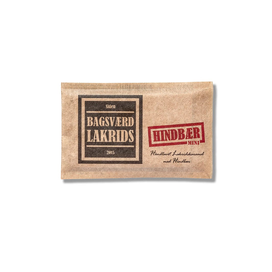 Bagsværd Lakrids Hindbær Mini 40 g – håndlavet dansk lakrids med hindbær