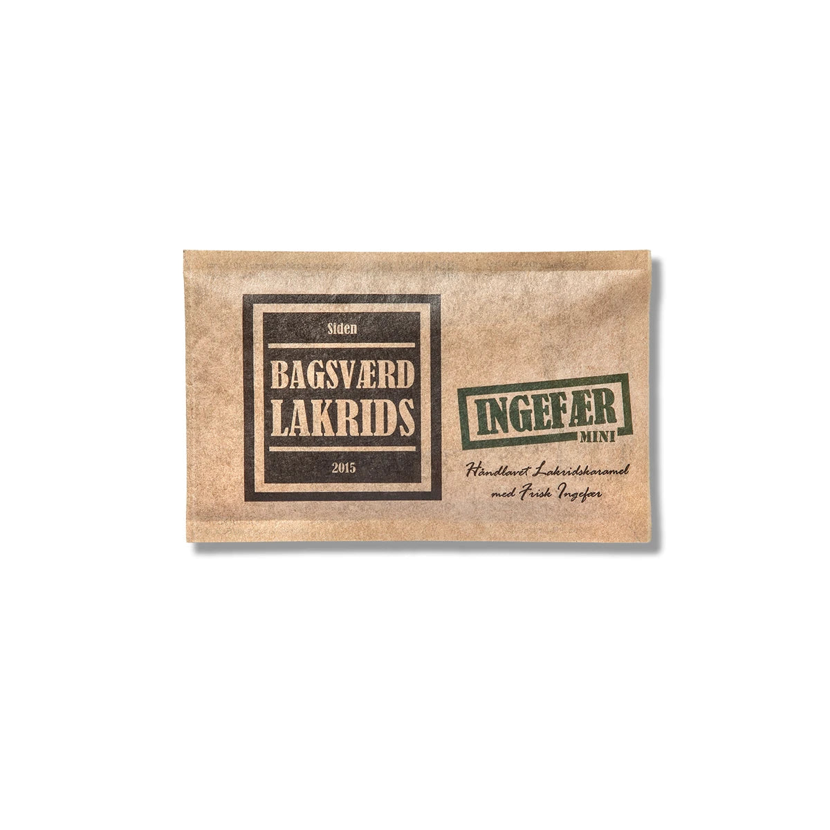 Bagsværd Lakrids Ingefær Mini 40 g – håndlavet dansk lakrids med ingefær