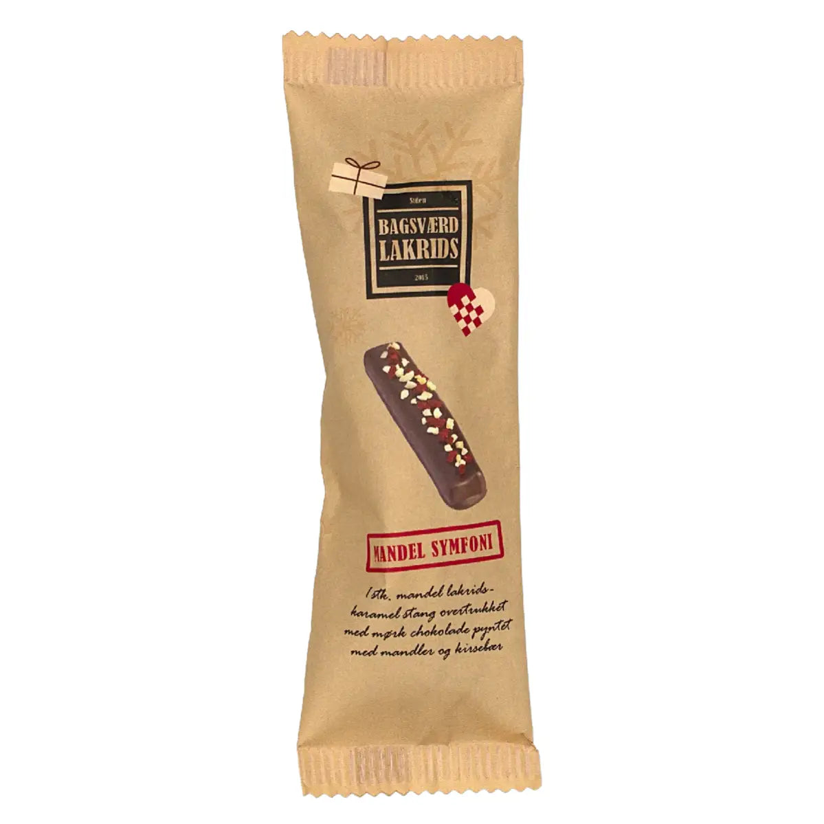 Bagsværd Lakrids Mandelstang 1 stk. med mørk chokolade, mandler og kirsebær