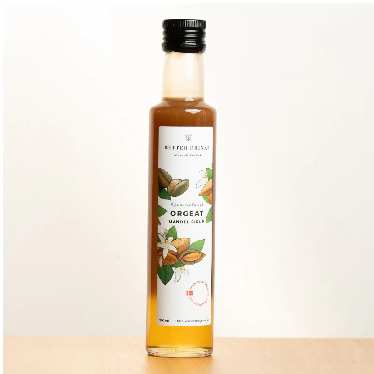 Better Drinks Orgeat (mandel) sirup 25 cl – klassisk cocktailsirup til tiki-drinks med rund, nøddeagtig sødme og blød fylde, flaske med pant A