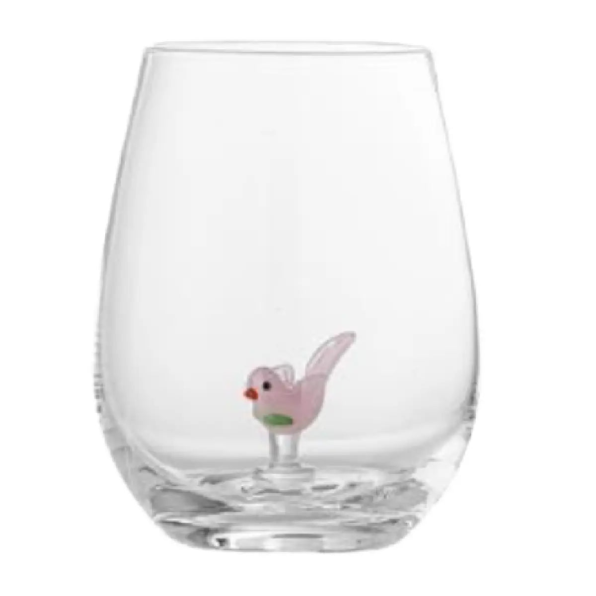 Bloomingville Misa drikkeglas rosa 1 stk. med dekorativ fugl