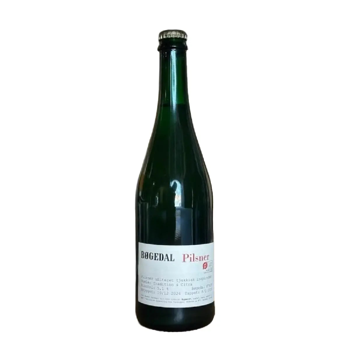 Bøgedal Pilsner 36,5 cl, økologisk ufiltreret pilsner med Tradition-humle, frisk sødme, frugtighed og let bitter afslutning