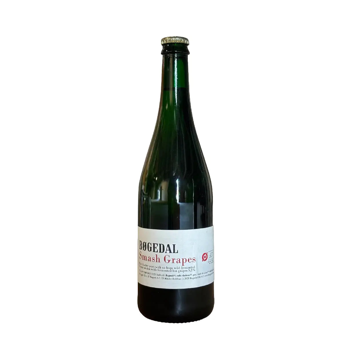 Bøgedal Smash Grape Økologisk 75 cl, syrlig og vinøs maltbaseret drik uden humle, fermenteret på fransk eg med knuste druer og noter af naturvin, cider og champagne